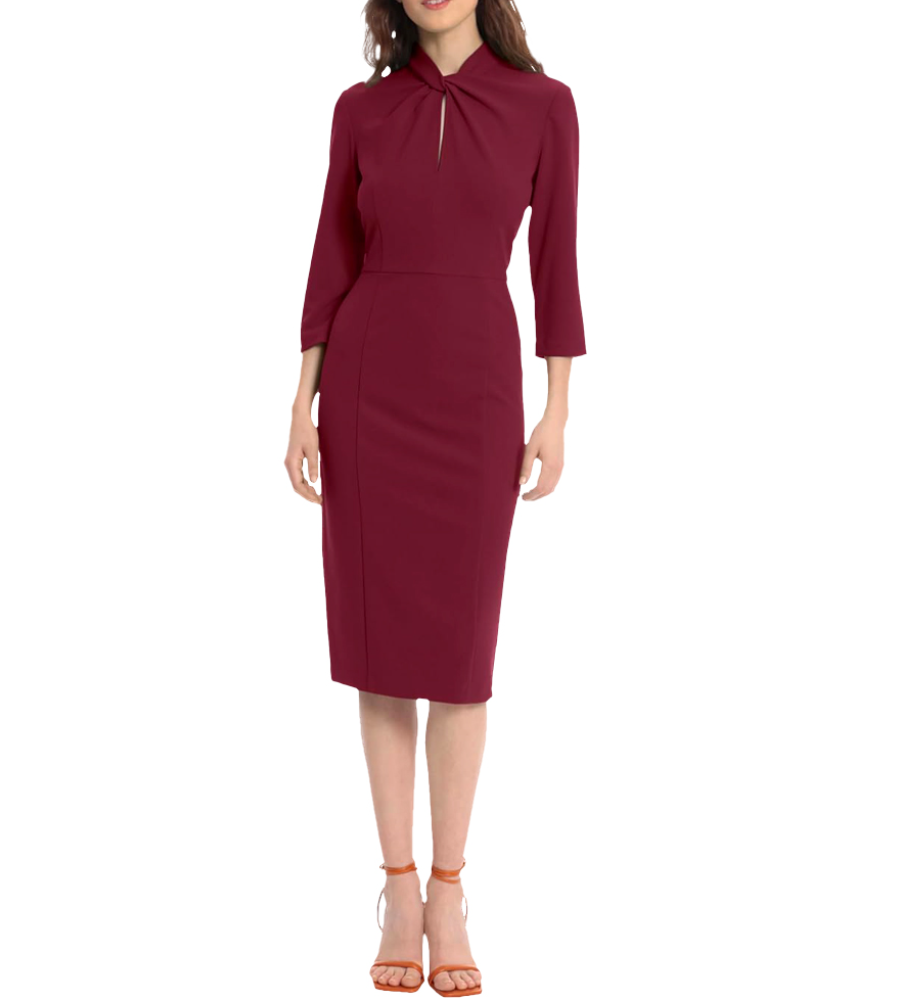 Elegant 3/4 Sleeve Twisted Neckline Dress (Buy 2 Free Shipping✔️)