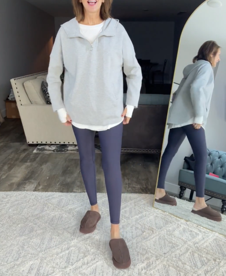 Trendy  Hoodie Quarter Zip Tunic Pullover