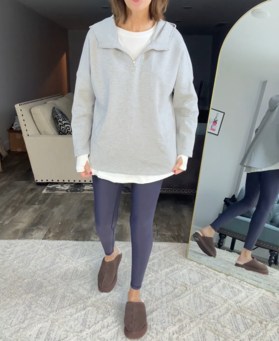 Trendy  Hoodie Quarter Zip Tunic Pullover