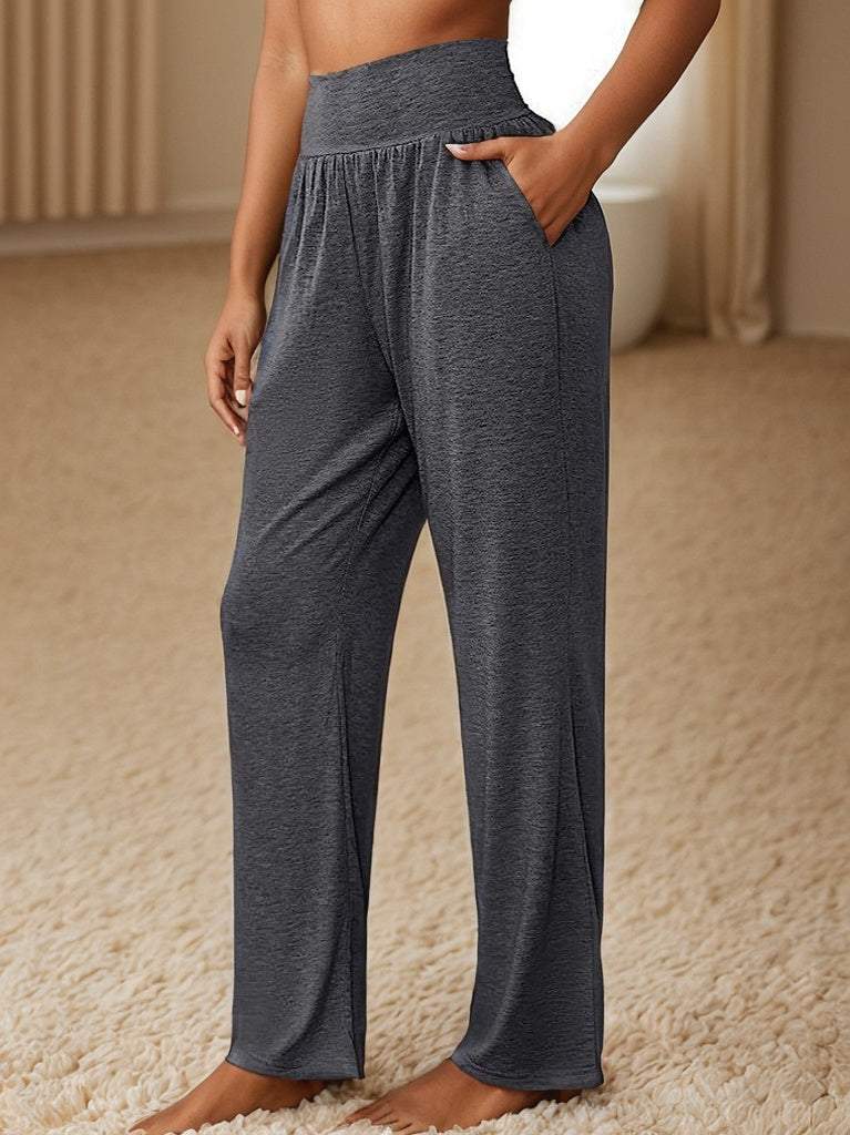 Plain Side Pocket Elastic Waistband Pants