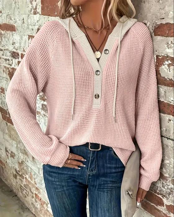 Pink Long Sleeve Hoodie Sweatshirt