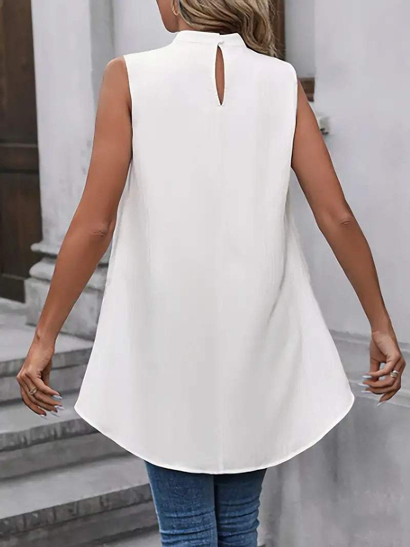 Unique White Plain Sleeveless Top