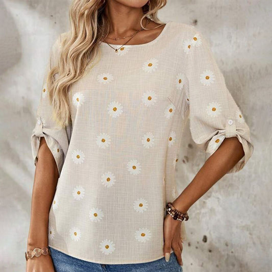 Comfy Floral Print Long Sleeve Top