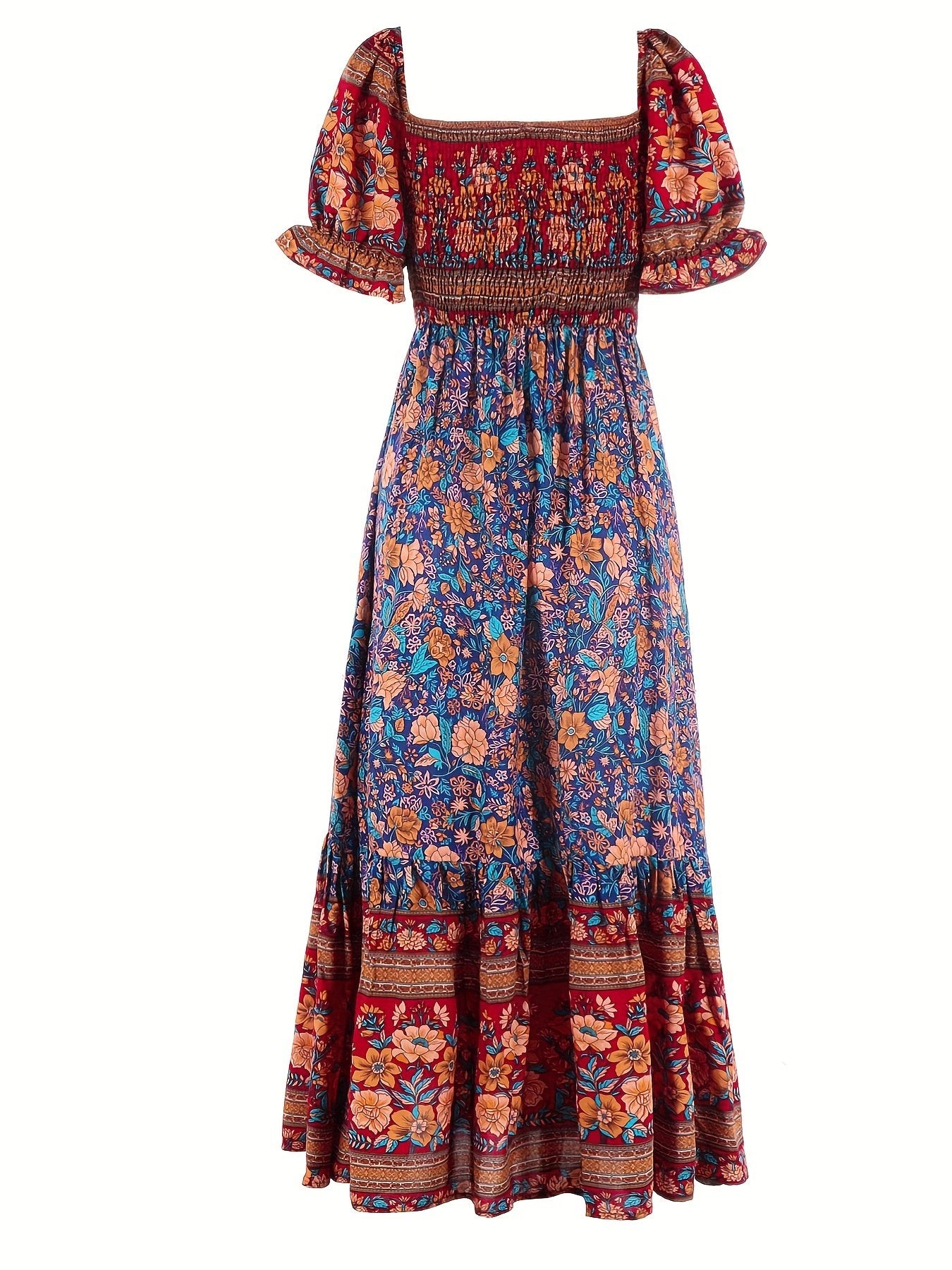 Chic  Floral Print Off Shoulder Maxi Dress