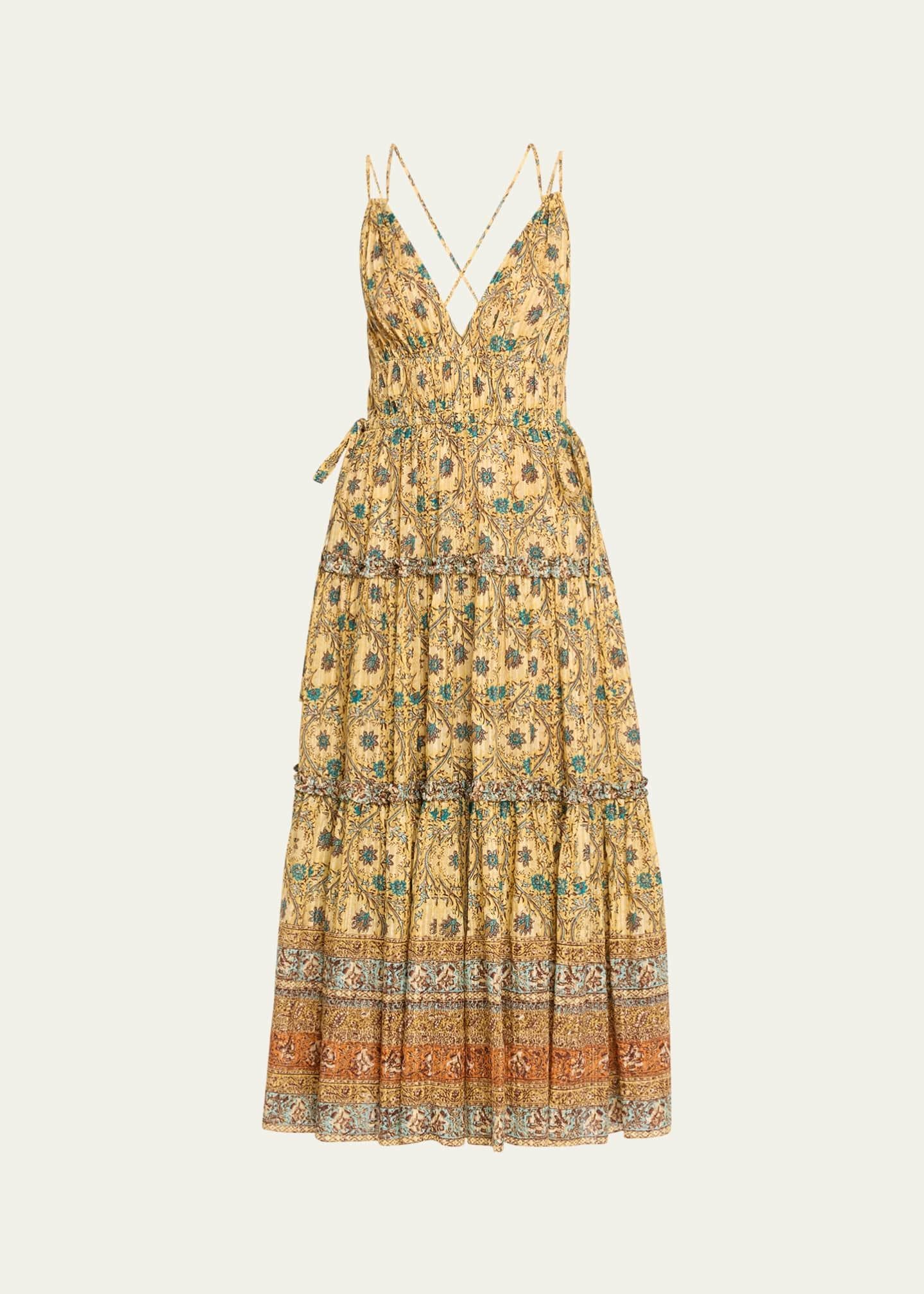 Multicolor Printed A-Line Midi Dress