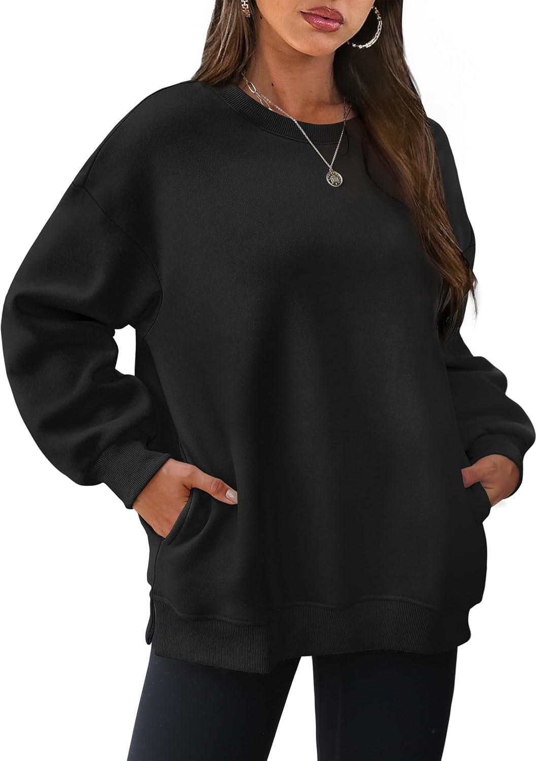 Fashion Crewneck Long Sleeve Pocket Pullover