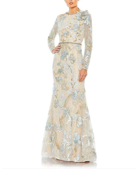 Floral Embroidered Lace Trumpet Maxi Dress