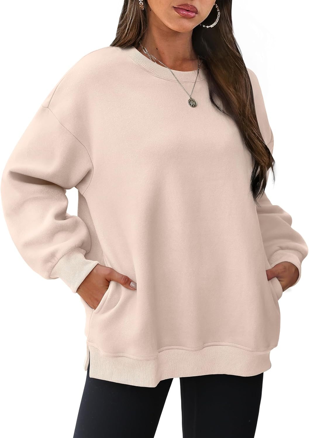 Fashion Crewneck Long Sleeve Pocket Pullover