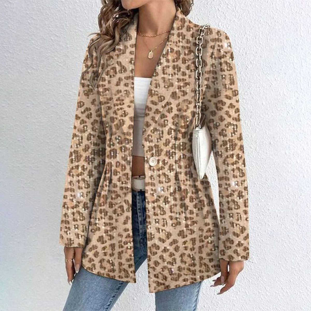 Gold Leopard Long Sleeve Outerwear