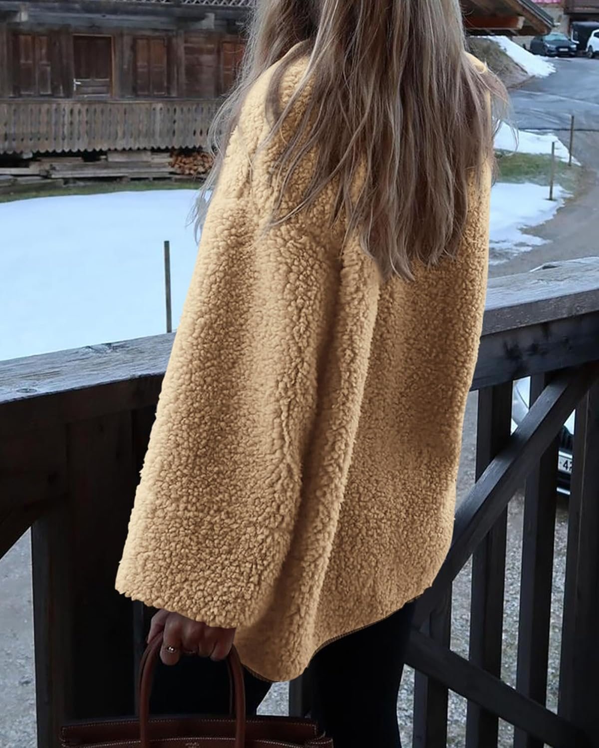 Casual Fuzzy Fleece Long Sleeve Button Jacket