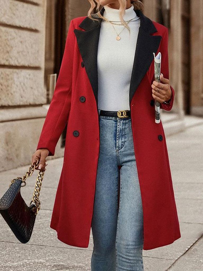 Unique Red Long Sleeve Lapel Jacket