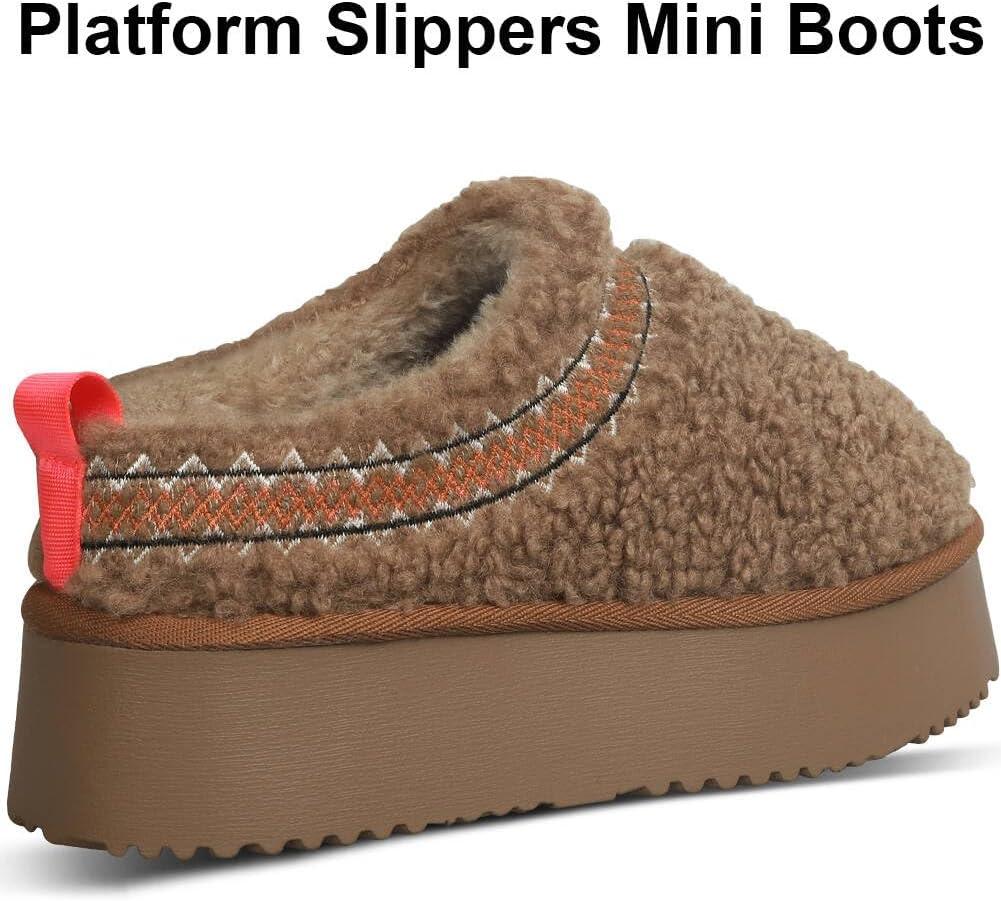 Women Plush Fleece Platform Slippers