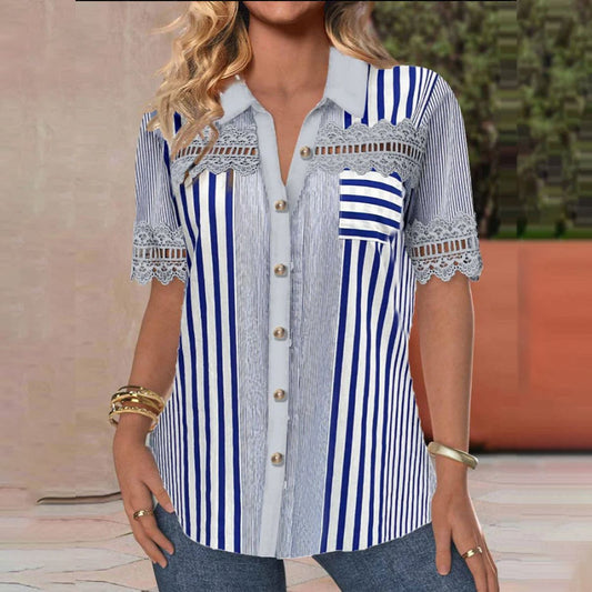 Stylish Blue Short Sleeve Top