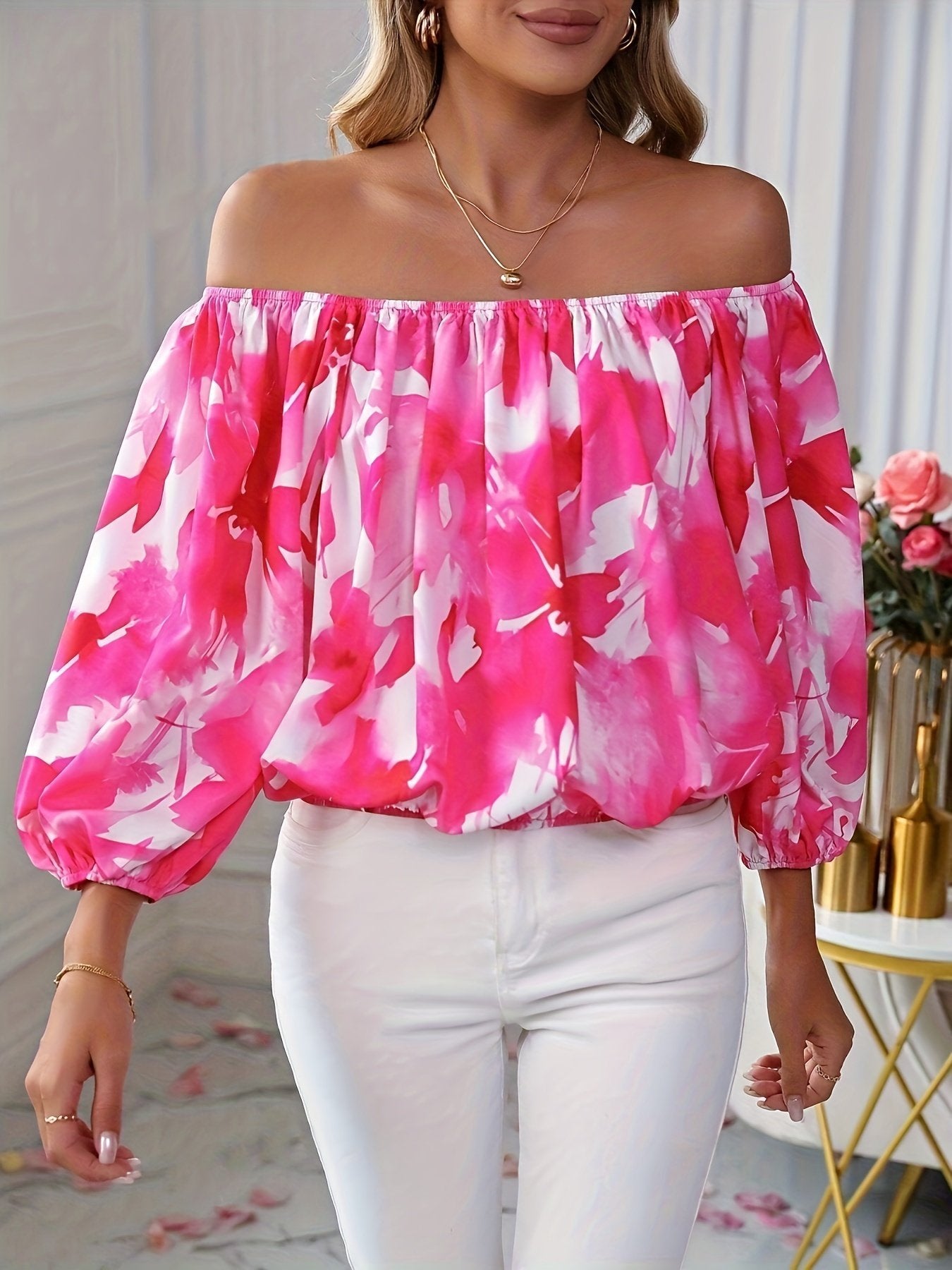 Romantic Floral Off-Shoulder Top