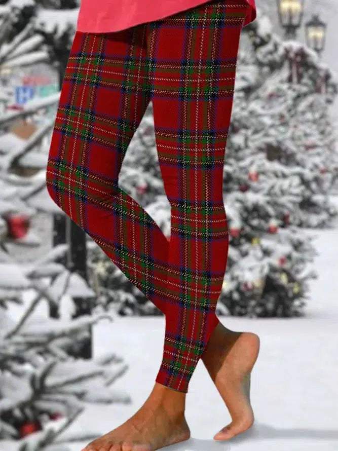 Red Check Print Side Pocket Pants