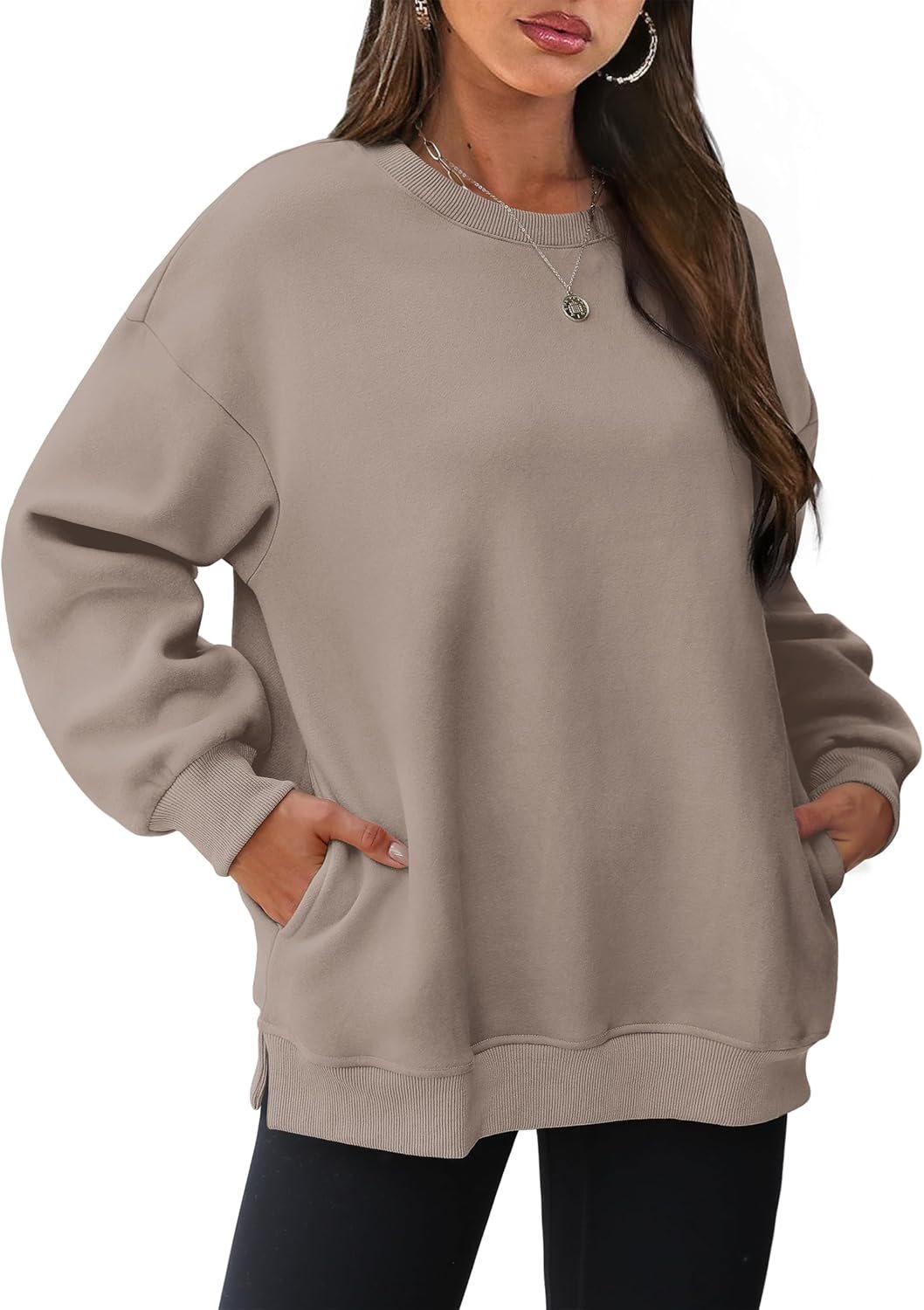 Fashion Crewneck Long Sleeve Pocket Pullover