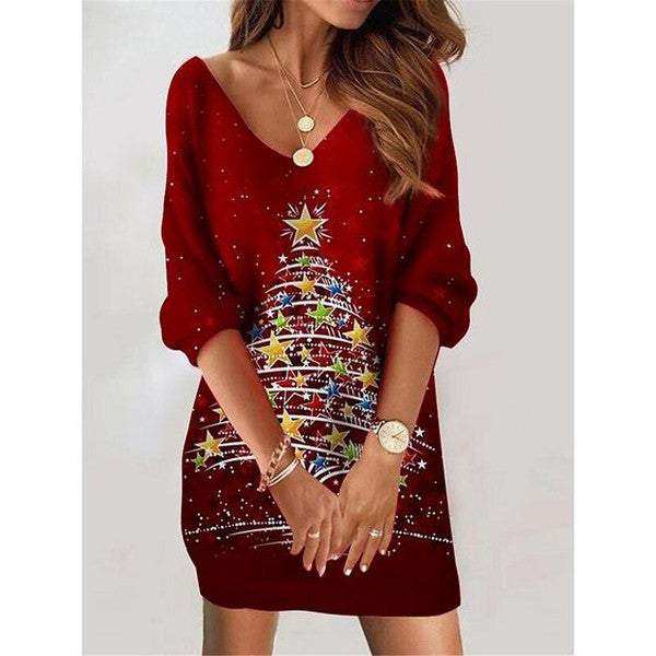 Attractive Red V-Neck Mini Dress (Buy 2 Free Shipping✔️)