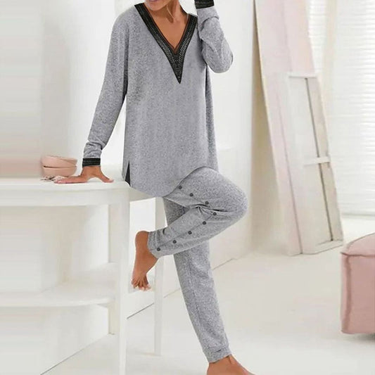 Grey Long Sleeve Two Piece Set