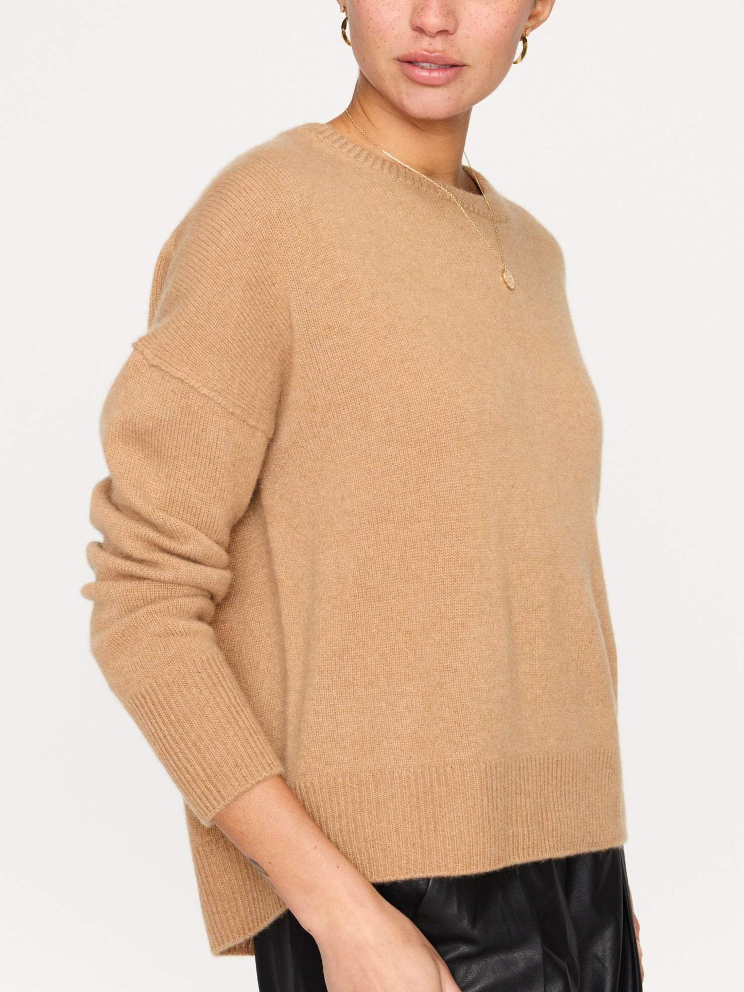 Apricot Long Sleeve Plain Sweater