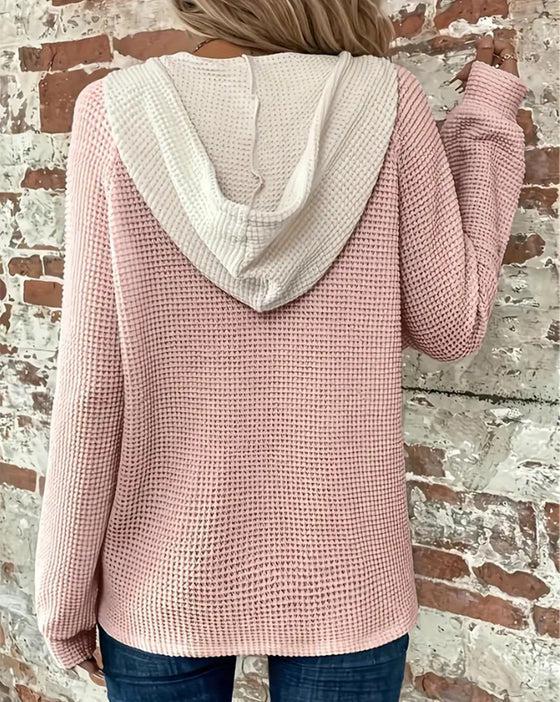 Pink Long Sleeve Hoodie Sweatshirt