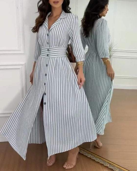 Chic Striped Print Maxi Dress