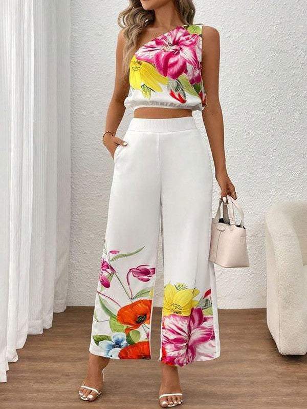 Basic White Sleeveless Two Piece Set