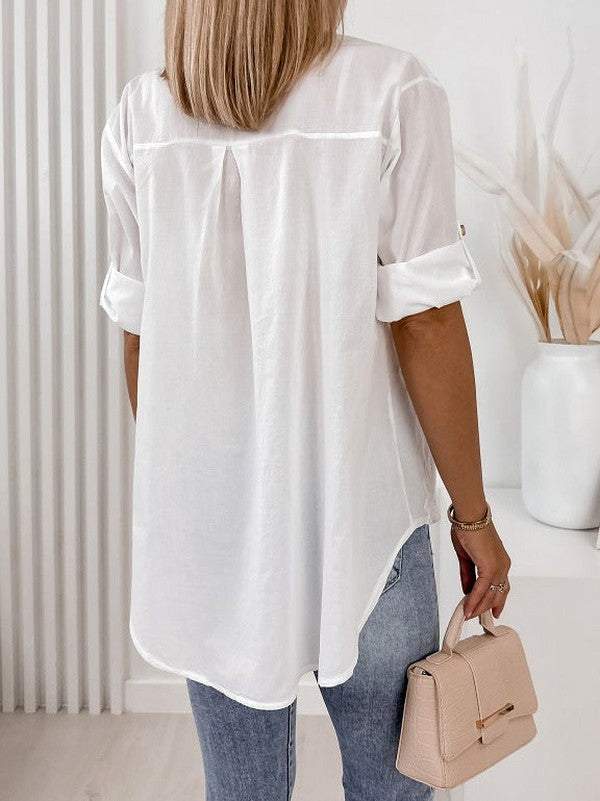 White Plain Short Sleeve Top