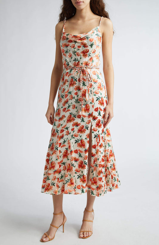 Sleeveless Floral-Print Midi Dress