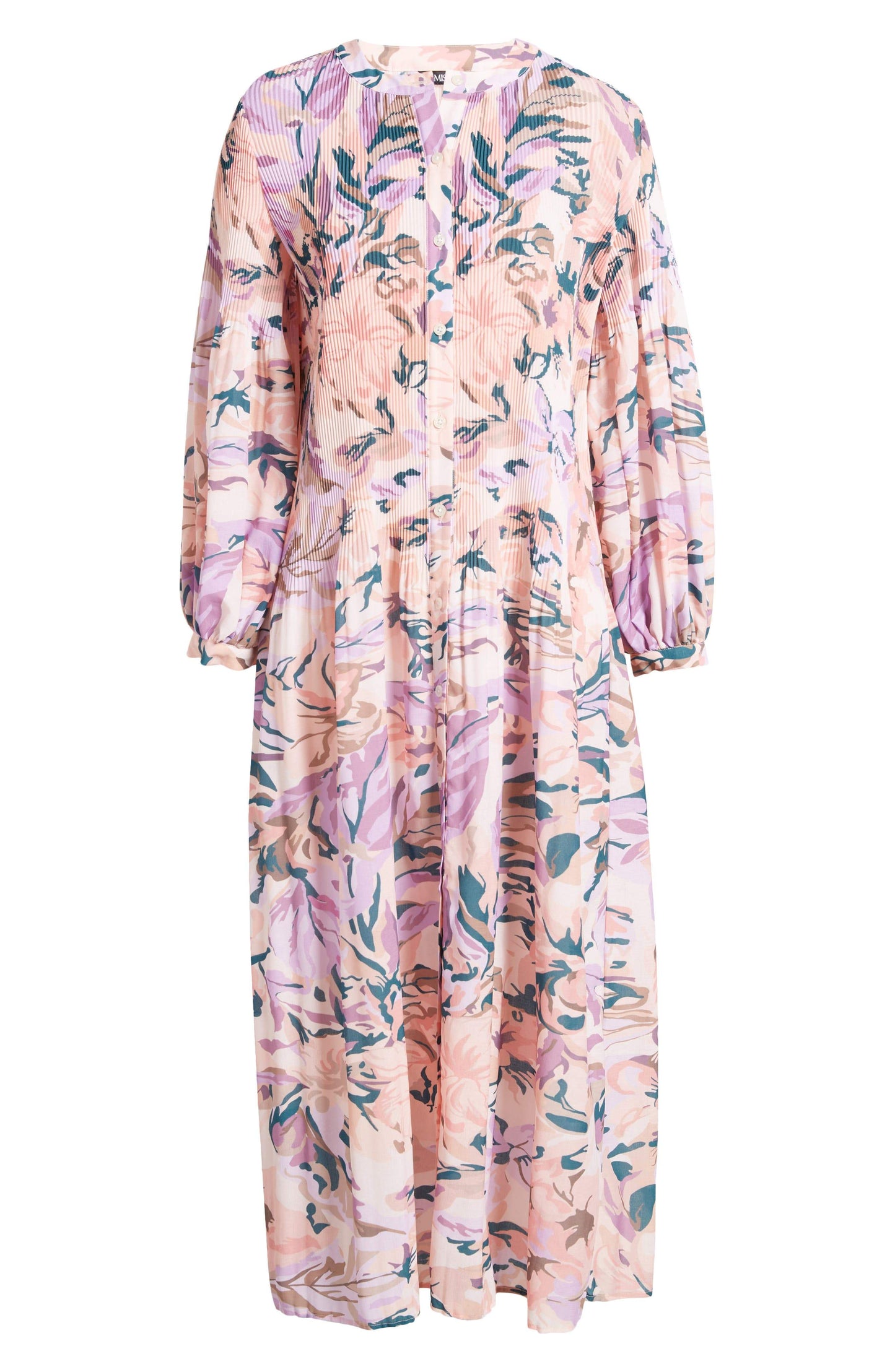 Floral Drop Waist Balloon Sleeve Midi Dress