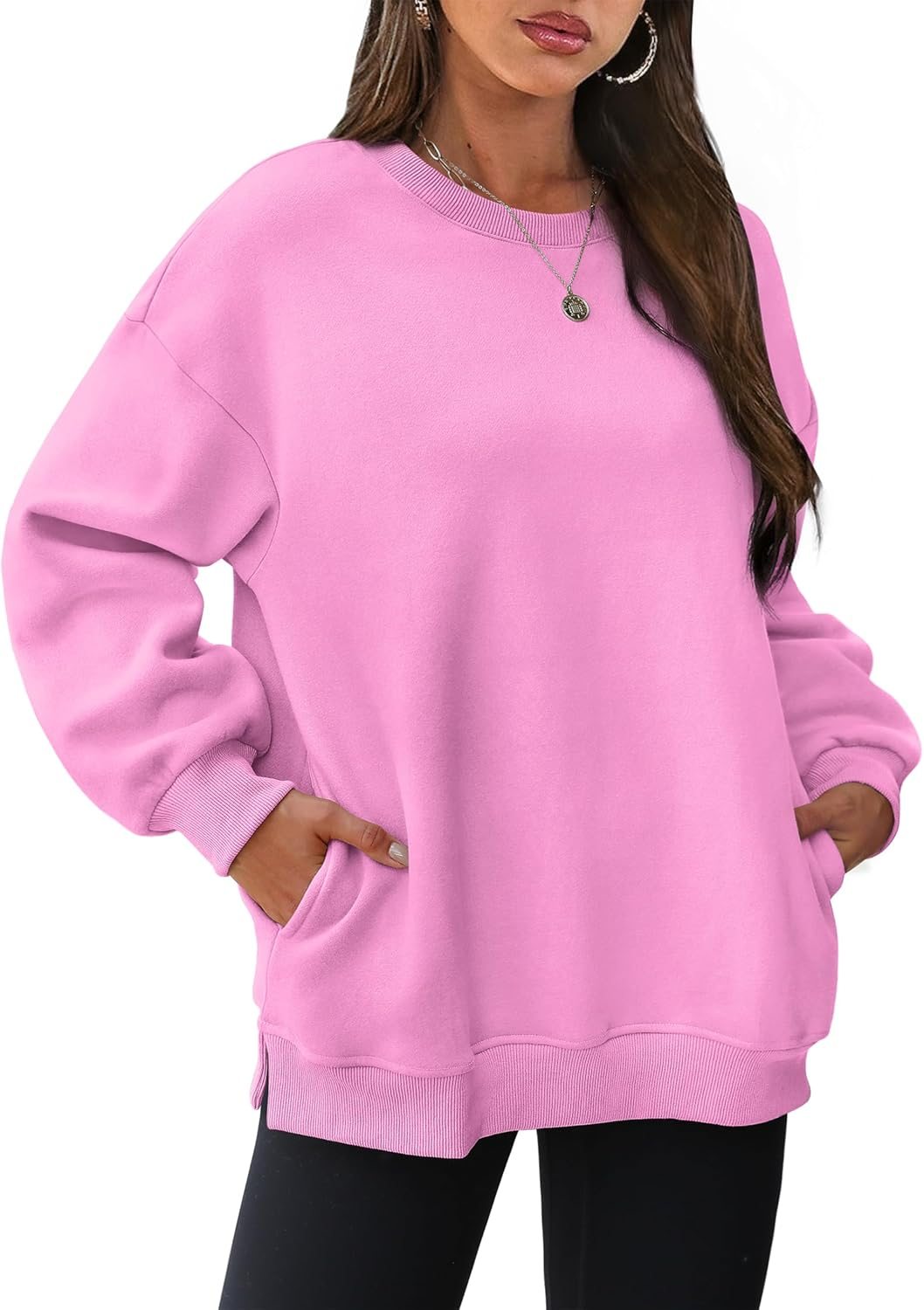 Fashion Crewneck Long Sleeve Pocket Pullover