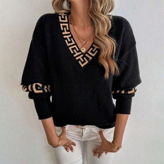 Stylish V-Neck Long Sleeve Sweater