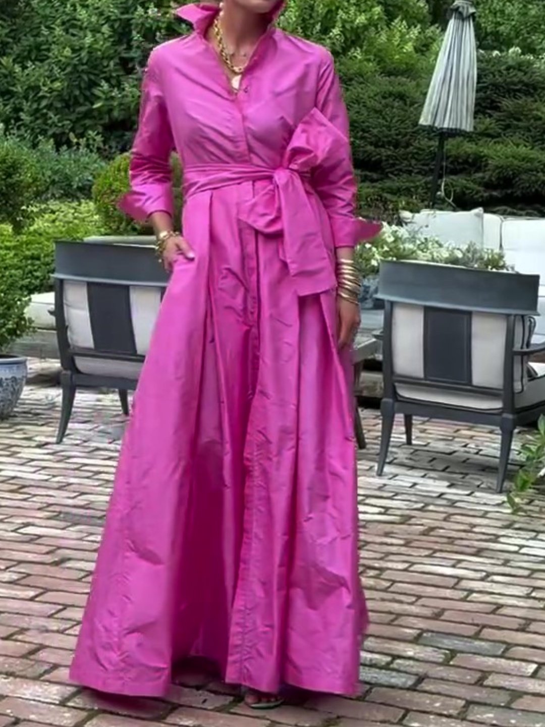 Pink Glossy Maxi Dress