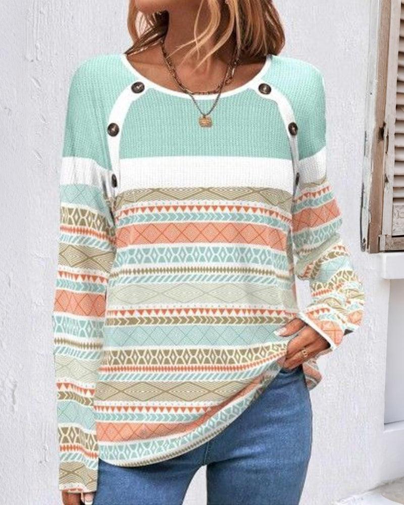 Breezy Round Neck Long Sleeve Sweater