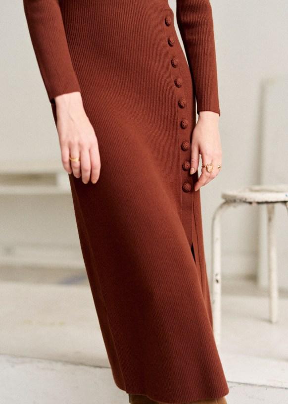 Chic Buttons Long Sleeve Sweater Midi Dress (Buy 2 Free Shipping✔️)