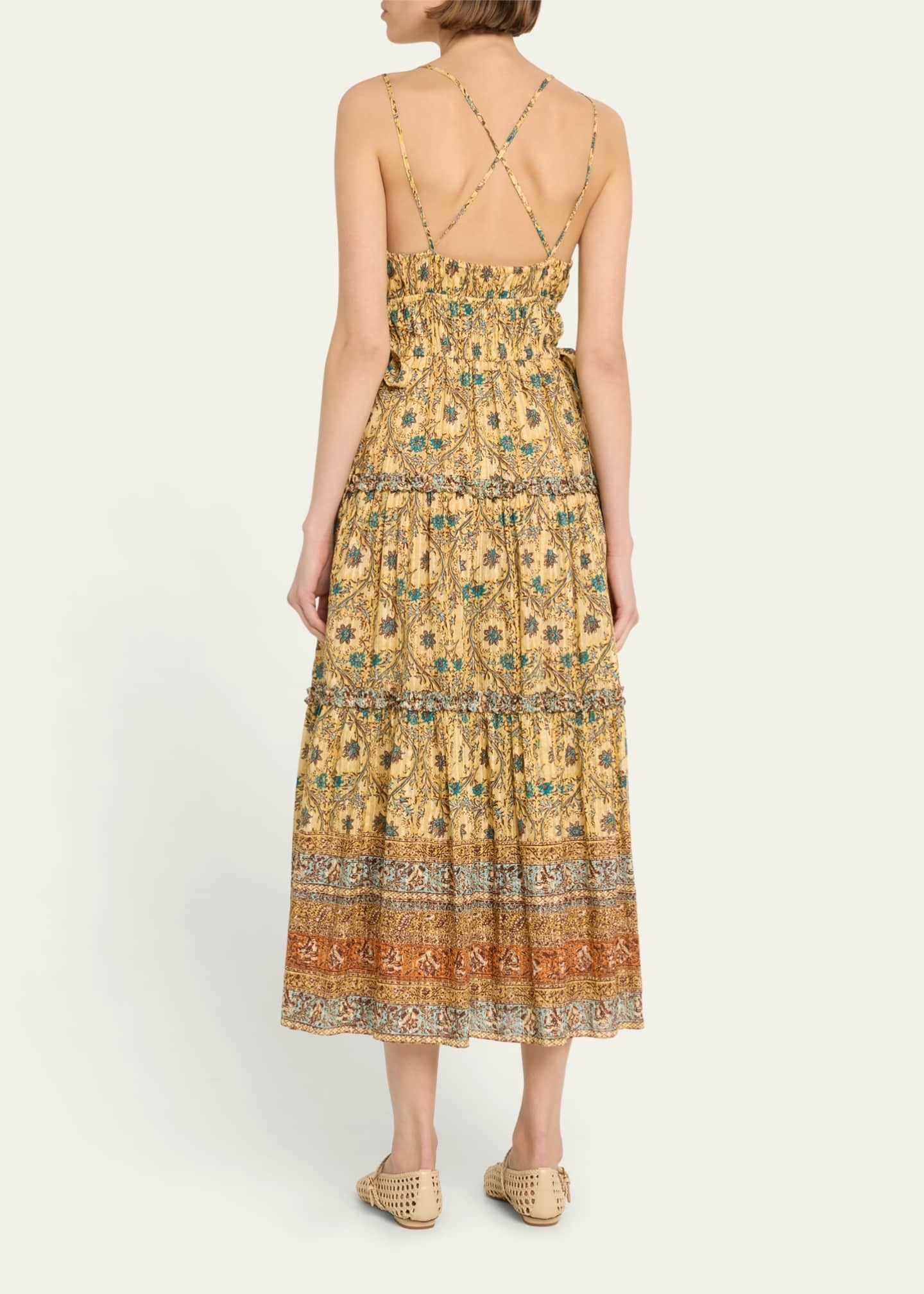 Multicolor Printed A-Line Midi Dress