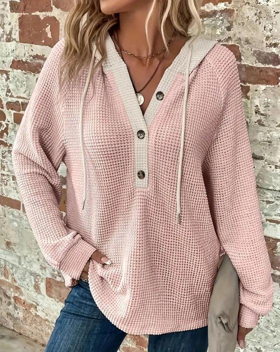 Pink Long Sleeve Hoodie Sweatshirt