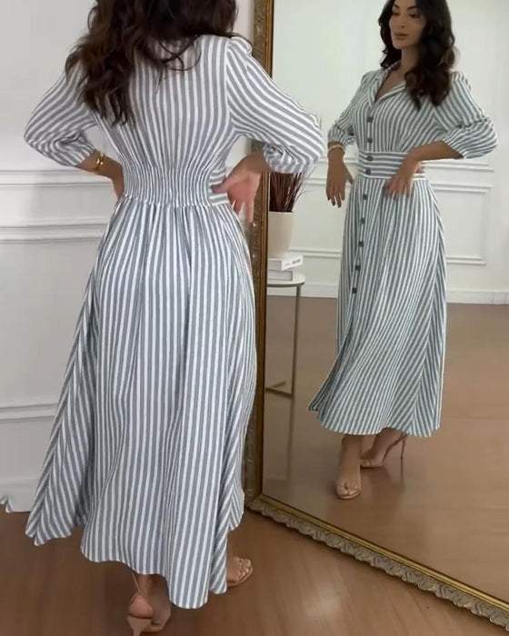 Chic Striped Print Maxi Dress