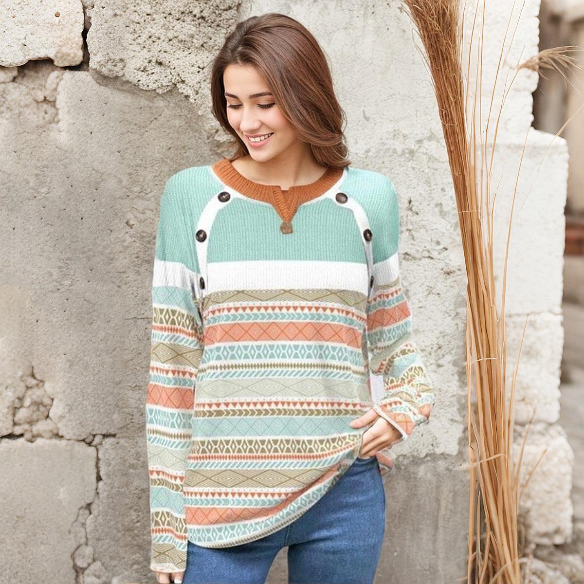 Breezy Round Neck Long Sleeve Sweater