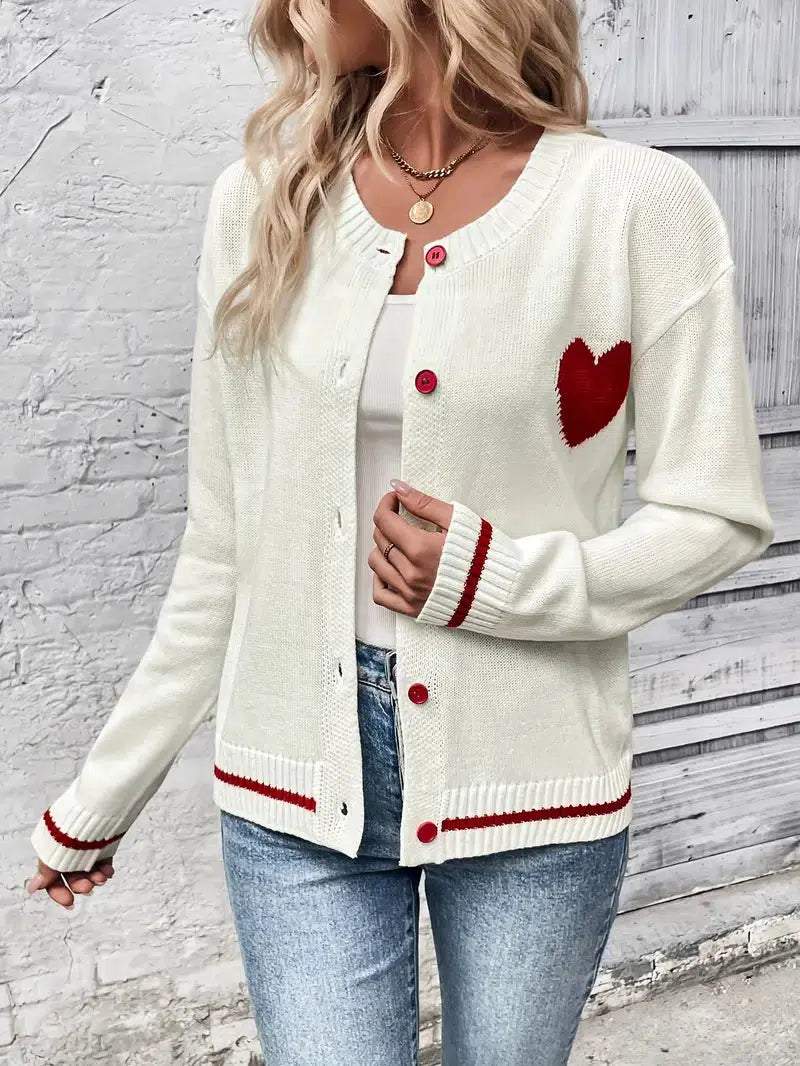 Comfy Round Neck Long Sleeve Cardigan