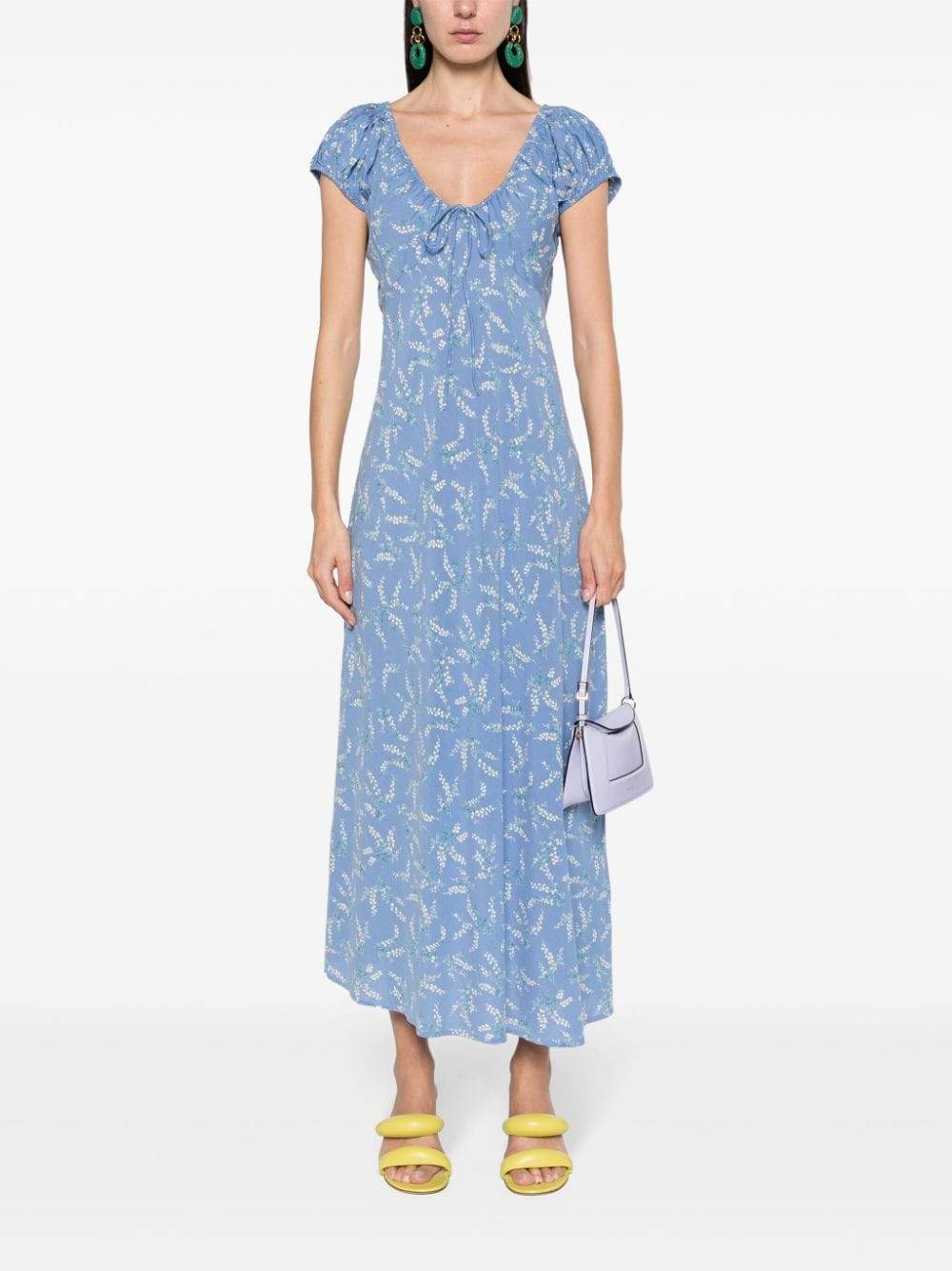 Blue Sofi Floral-Print Maxi Dress