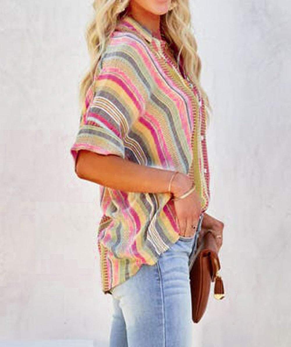 Comfy Striped Print Collared Shirt