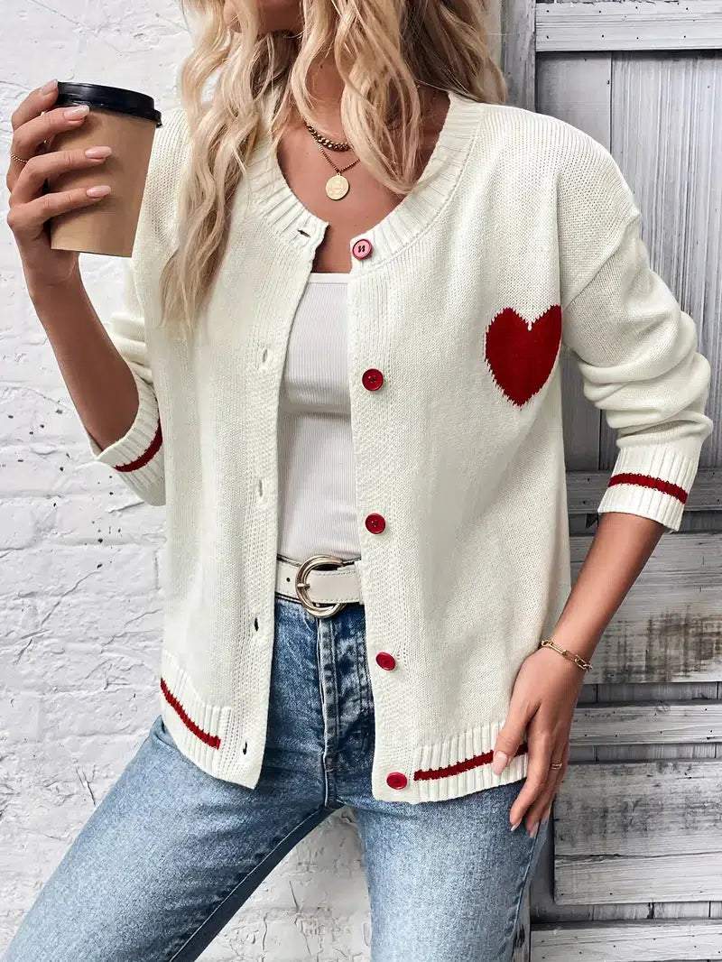 Comfy Round Neck Long Sleeve Cardigan