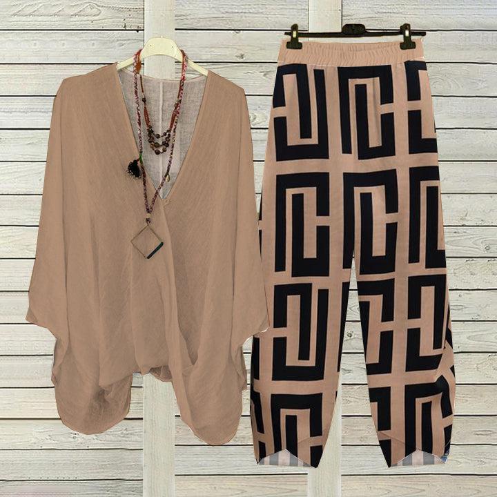 Brown Long Sleeve Two Piece Set