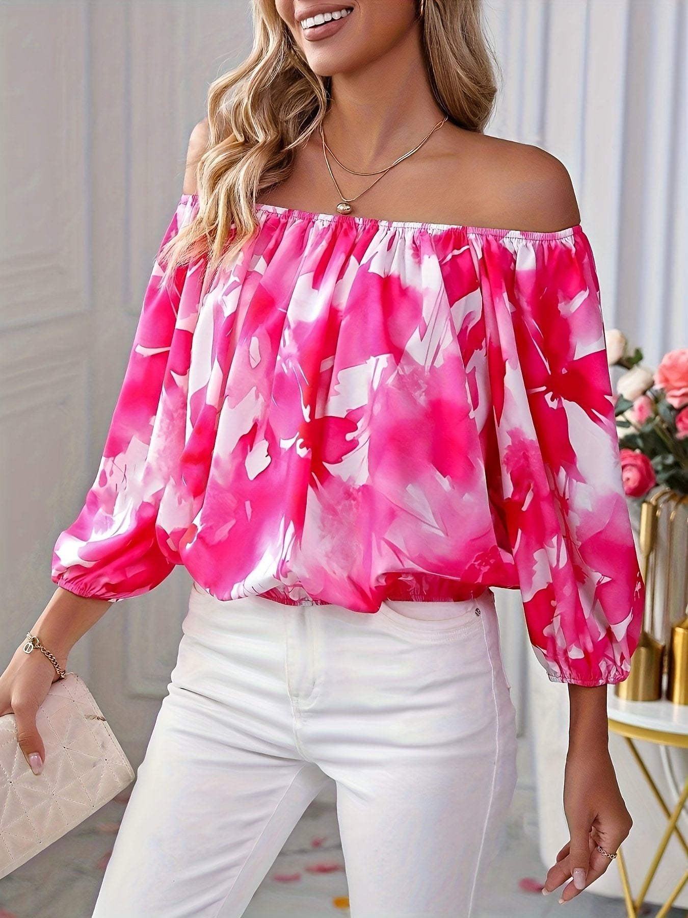 Romantic Floral Off-Shoulder Top