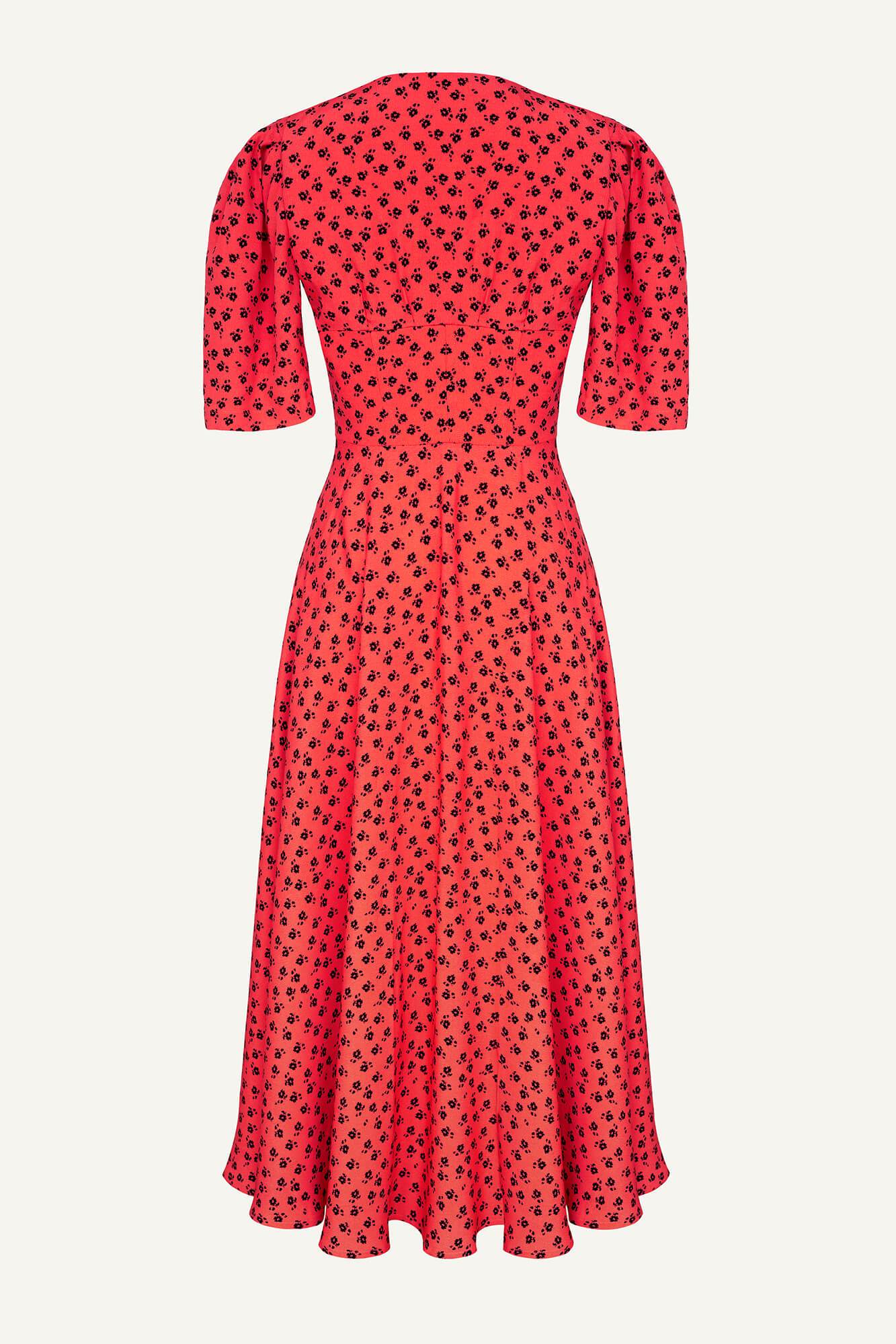 Red Collared Short Sleeve Maxi Dress