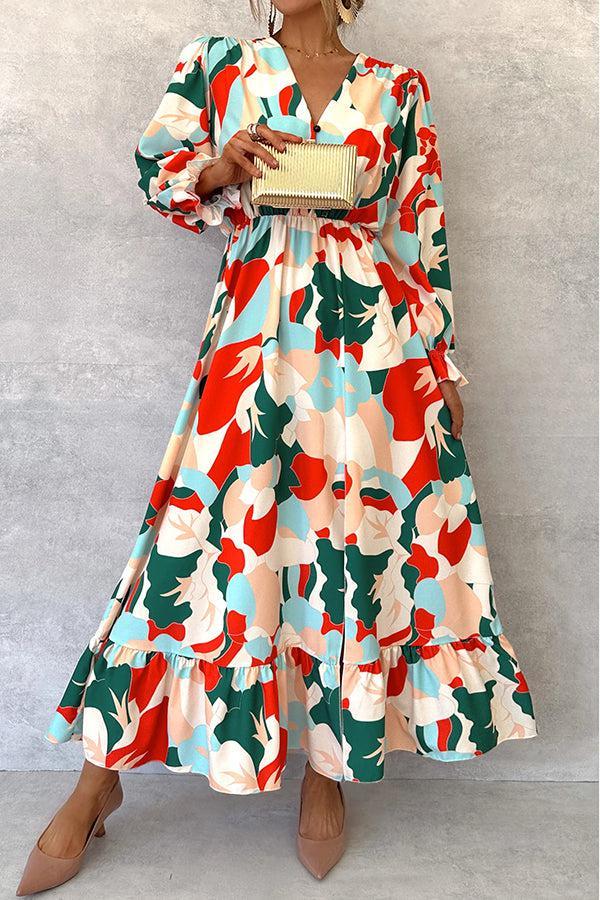 Showy Long Sleeve Multicolor Maxi Dress