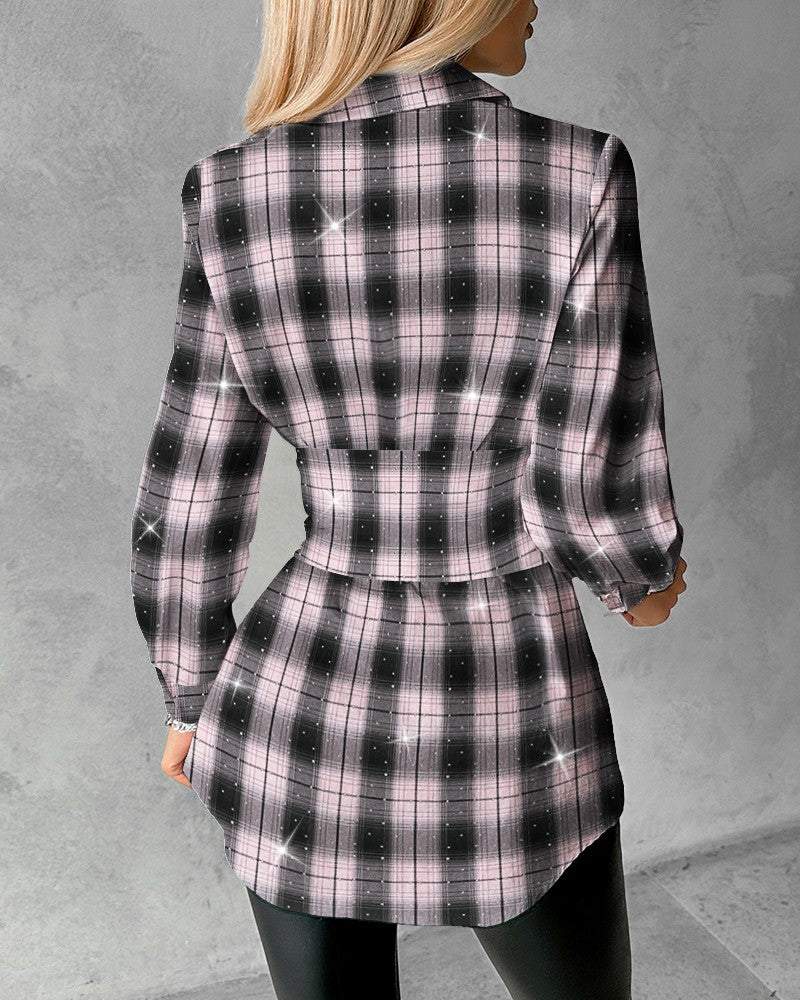 Black and White Plaid Outerwear