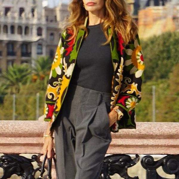 Elegant Multicolor Long Sleeve Outerwear