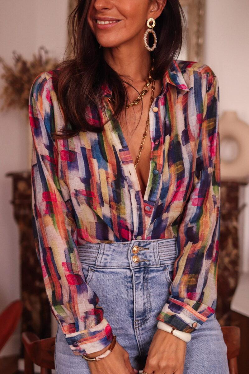 Chic Multicolor Long Sleeve Top