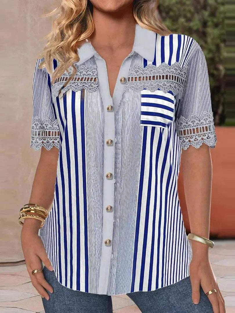 Stylish Blue Short Sleeve Top